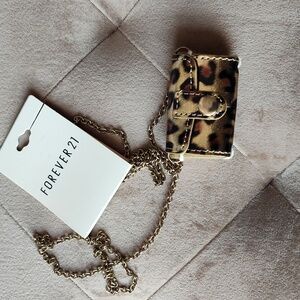Forever 21 Cheetah Print Gold-Tone Pendant Necklace